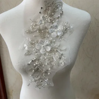 Beaded Akril Seaquin popravki Sew na Poročne aplicirano za poročno obleko Dekoracijo DIY