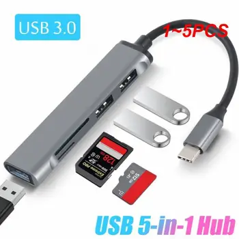 1~5PCS 5in1 Tip C ZVEZDIŠČE USB 3.0 Multiport Splitter kartica z SD TF Vrata Bralnik Kartic za Macbook Izračun PC Dodatki
