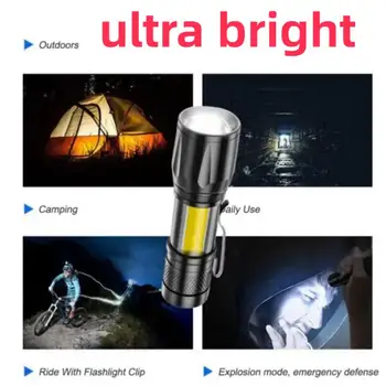 Mini Akumulatorska LED Svetilka Mini Zoom Baklo Prostem Kampiranje Močna Svetilka Luč Nepremočljiva Taktično Led Light Prenosni