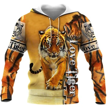 Lepa Ljubezen Tiger 3D Vsem Natisnjeno Unisex Deluxe Moški pulover s kapuco Zip Majica Puloverju Športna Jakna Sudadera Hombre