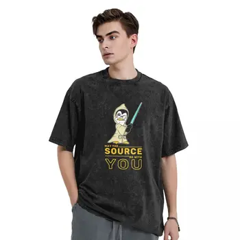 Linux T-Shirt Poletje Lahko Vir Biti Z Vami Y2K Klasičnih T-Majice Priložnostne Kawaii Tee Majica Za Človeka Oblikovanje Oblačil Velika Velikost