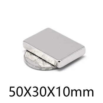 1-10pcs 50*30*10 mm Močan Pravokotni Magnetom iz redkih zemelj Stalno NdFeB 50x30x10mm kvadratnih Magneti Neodim magnetni