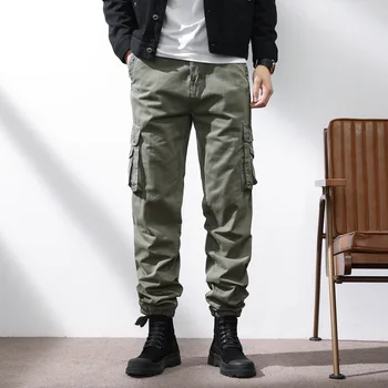 Elmsk Nove priložnostne hlače za moške vrata slog Kitajska-Elegantna bombaž velikosti svoboden so odporni na obrabo, naravnost hlače na prostem taktično hun