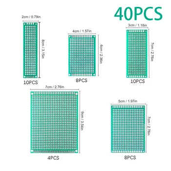 40PCS/Veliko Prototip PCB Board Komplet 2*8 CM 3*7 CM 4*6 CM 5*7 CM 7*9 CM dvostranski Vezja