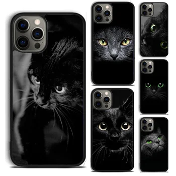 Zelene oči v black Cat Meri Primeru telefon Za iPhone 14 5 6 7 8 Plus XR XS SE2020 Apple 11 12 13 mini Pro Max, Galaxy S21 S22