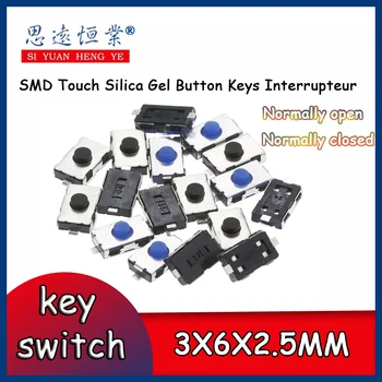 10PCS 3X6X2.5 MM, BREZ Mikro Stikalo Navadno Zaprt 3X6 SMD Dotik silikagel Gumb Tipke Interrupteur 4*6 NC Mehko Tipko SMD 3*6*2.5