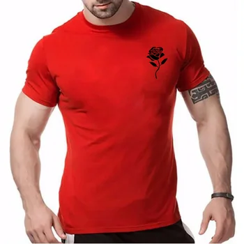 Lepa Rose Print Majica s kratkimi rokavi za Moški Ženske Priložnostne O-Vratu Kratek Rokav Moda Poletje Rdečo Rožo T-Shirt Vrhovi Prevelik TShirt