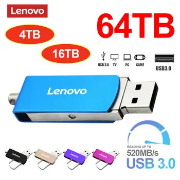 Lenovo 64TB USB 3.0 Flash Diski 16TB 4TB Kovinski USB Flash Disk 2TB Prenosni Shranjevanje USB Vmesnik Pen Drive Za Ps4 Ps5 Prenosnik