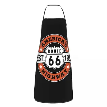 Moda Route 66 hlače z Oprsnikom Predpasniki Ženske, Moške Spolne Kuhinje Kuhar America ' s Highway Biker Tablier Kuhinje za Kuhanje, Peko Vrtnarjenje