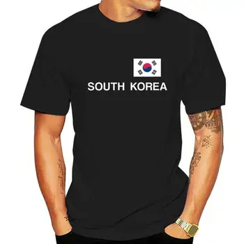 Južna Koreja T-Majica - Črna - z Zastavo, Tiskanje - S 3XL - Južna Koreja Seoul