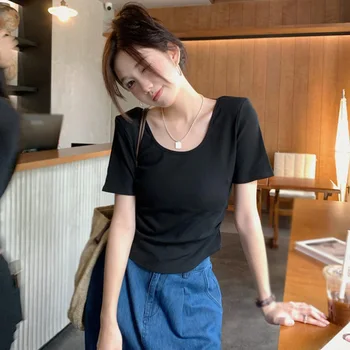 Ženska Majica s kratkimi rokavi Poletje korejska različica Slim Moda Kratke Rokave Vrhovi