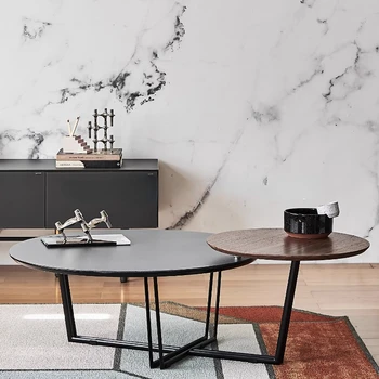 /Okrogli mizi za kavo/minimalističen/1,3 m/oreh furnir+keramične/