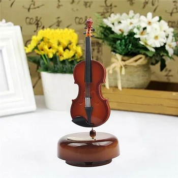 Violino Music Box Mini Letnik Glasbena Polje Z Vrtenjem Znanja, Instrument Obrti Model Darilo Za Rojstni Dan