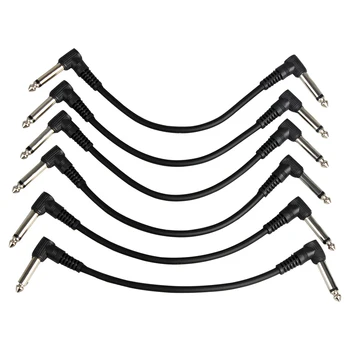 6Pcs/Set Kitara Pedal Kabel 6,35 mm Kotni Vtič Brez Hrupa Oklopljen Kabel Za Kitare Učinek Pedala za Glasbila Pribor
