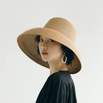 Ženske Poletje, Sonce Klobuk Big Prva Plaža Japonski Hepburn Stil Počitnice Krat Ribič Skp Temperament Ravno chapeau de paille