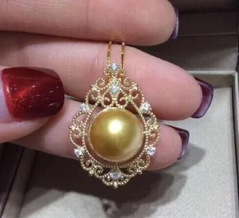 Velike količine AAAAA 12-13mm naravnih Južno Kitajsko Morje zlato, kamen, pearl obesek ogrlica 925s