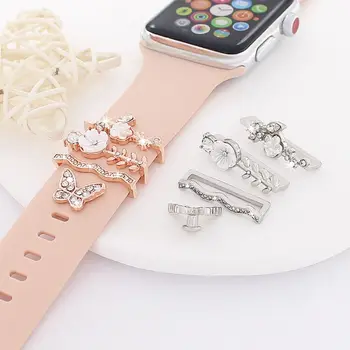 Diamond Trak Okrasni Obroč Dekor Dodatki, Nakit Zapestnica Dekoracijo Watch Band Moda Kovinski čarobne gumbe za Apple Watch Band