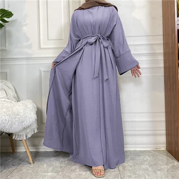 2 Kos Abaya Kimono Ujemanje Muslimanskih Nastavite Ramadana Abayas za Ženske Dubaj Turčija Notranje Hidžab Obleko Afriške Islam Oblačila Jilbabs