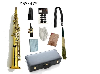 Čisto Nov yss-475 B ravno Sopranski Saksofon Medenina Prevlečeno Lak zlato Profesionalni glasbeni instrument, S Primeru Brezplačna Dostava