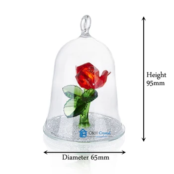 Kristalno Začaran Rose Cvet Figur Sanje Ornament v Stekleno Kupolo, trgovina s Spominki, Darila za njeno Poroko Uslug Doma Dekor