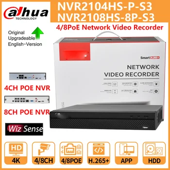 Dahua POE NVR 4CH NVR2104HS-P-S3 8CH NVR2108HS-8P-S3 Kompakten 1U 1HDD 4/8PoE Omrežja, Video Snemalnik Oboda Varstvo SMD Plus