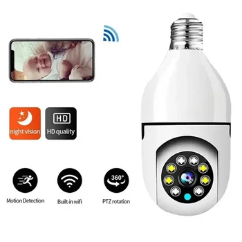 NOVO E27 Žarnica Nadzor 5G Fotoaparat Barvno Night Vision Samodejno ljudmi Zoom Zaprtih Security Monitor Wifi Kamera