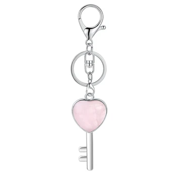Ključne Oblike Obesek KeyChain za Vrečko Avto Naravnih Ljubezen Srce Gemstone Lucy Zaklepanje Kristalno Moških Zdravljenje Čakre Ljubek obesek za ključe