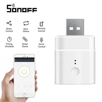 SONOFF Mikro 5V USB Wifi Adapter Vtičnice Smart Čas Polnjenje Plug EWelink App Nadzor Dela Z Alexa Google Alice Doma Pomočnik