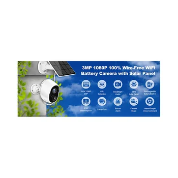3MP 9000MAh Baterije WIFI nadzorna Kamera Tuya Prostem Varnostno Zaščito Brezžičnega CCTV Kamere(B)