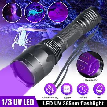 15W 3 Led 365nm UV Svetilko Ultravijolično Blacklight USB Polnilne Vijolično Linternas Preprogo Pet Urina Detektor Ujeti Scorpion