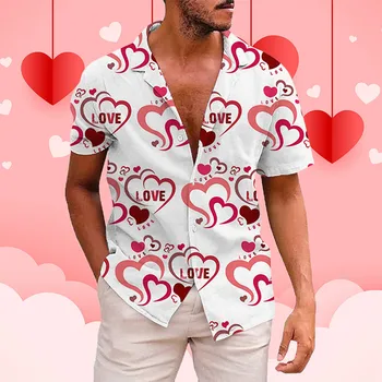 Moški Valentinovo Majica Kratek Rokav Jeseni Priložnostne 3d Tiskanje Havajih Dihanje Za Pomlad Jesen Prevelik Športna Majica